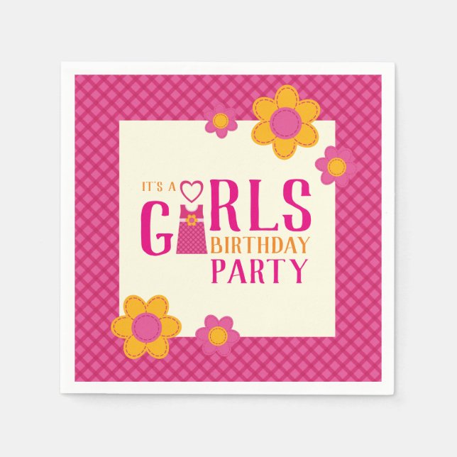 Servilleta De Papel Suministros para fiestas de cumpleaños de chicas,  (Anverso)