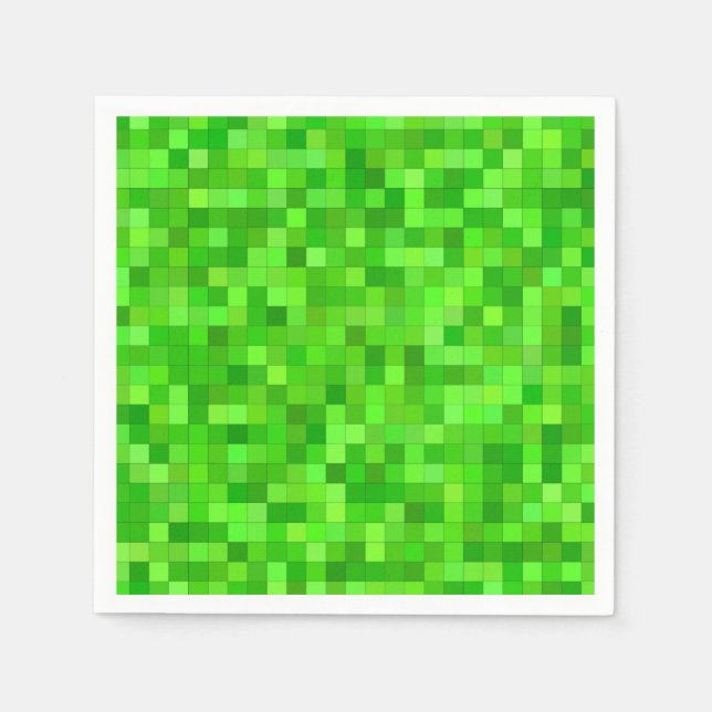 Servilleta De Papel Suministros para Fiestas de Píxeles Verdes, Decora (Anverso)