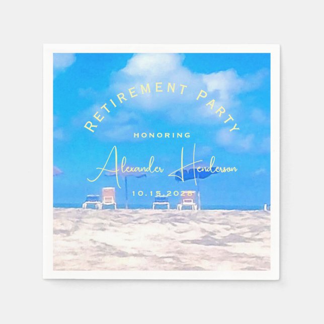 Servilleta De Papel Summer Beach Retirement Party Cocktail (Anverso)