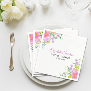 Servilleta De Papel Summer Bridal shower with wildflowers Pink Color