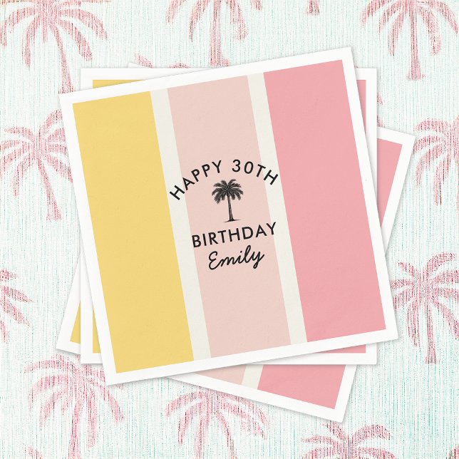 Servilleta De Papel Summer Cabana Stripes Costa 30 cumpleaños (Subido por el creador)