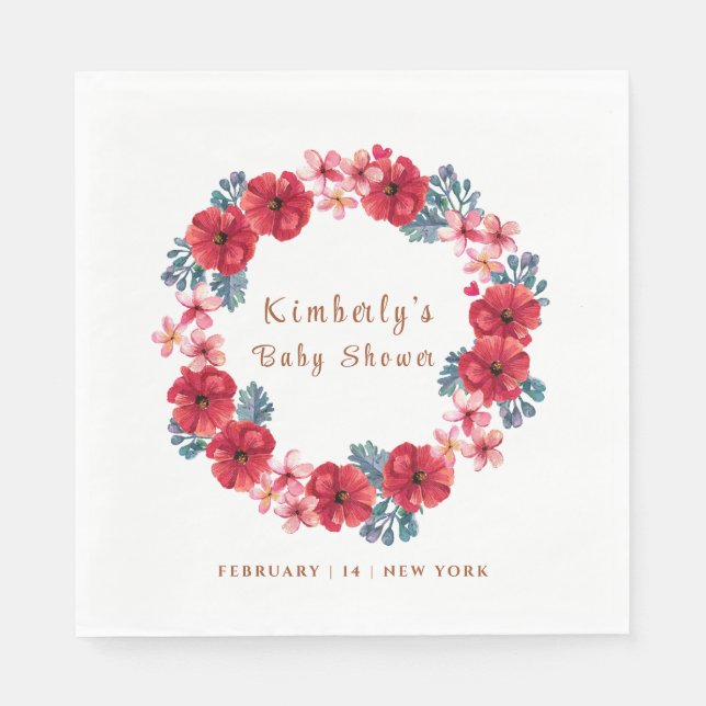 Servilleta De Papel Summer Floral Wreath Baby Shower (Anverso)