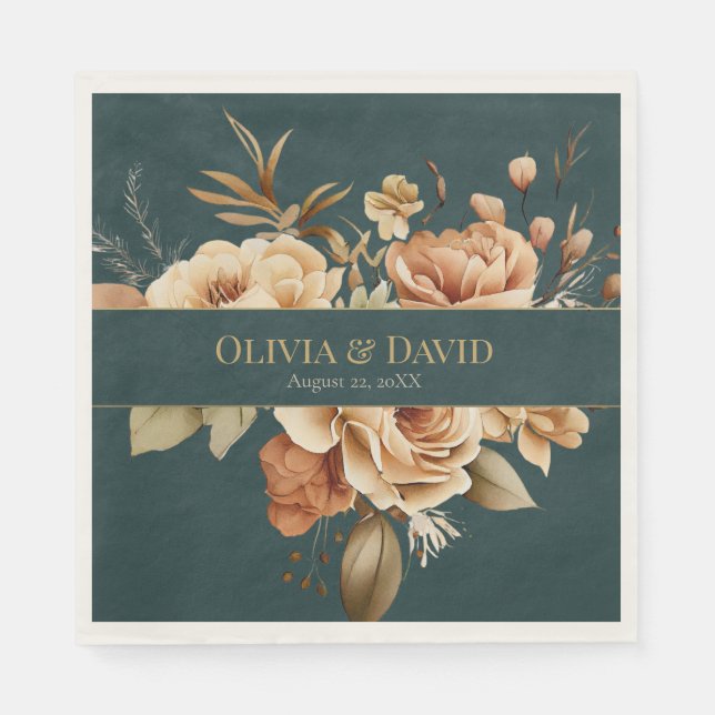 Servilleta De Papel Summer Forest Witch Teal Wedding Napkins (Anverso)