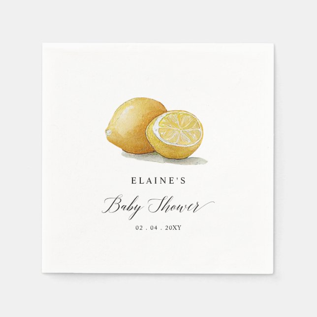 Servilleta De Papel Summer Lemon Lime Citrus Baby Shower (Anverso)