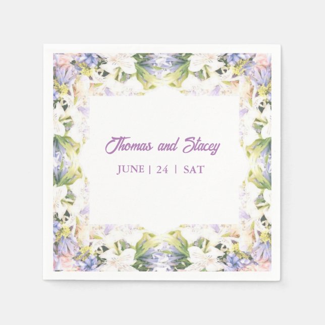 Servilleta De Papel Summer Lilac Wildflower Boda romántico (Anverso)