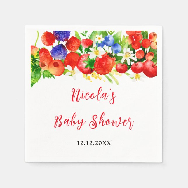 Servilleta De Papel Summer Mixed Berries Baby Shower (Anverso)