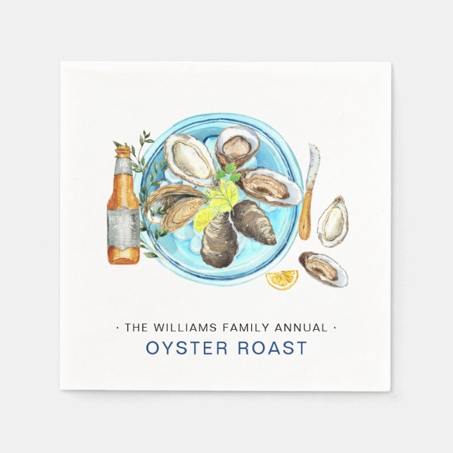 Servilleta De Papel Summer Oyster Roast | Cocina de horneado de pescad (Anverso)
