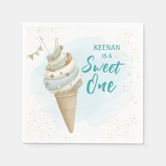 Servilleta De Papel Summer Sweet One Icecream First Birthday  (Anverso)