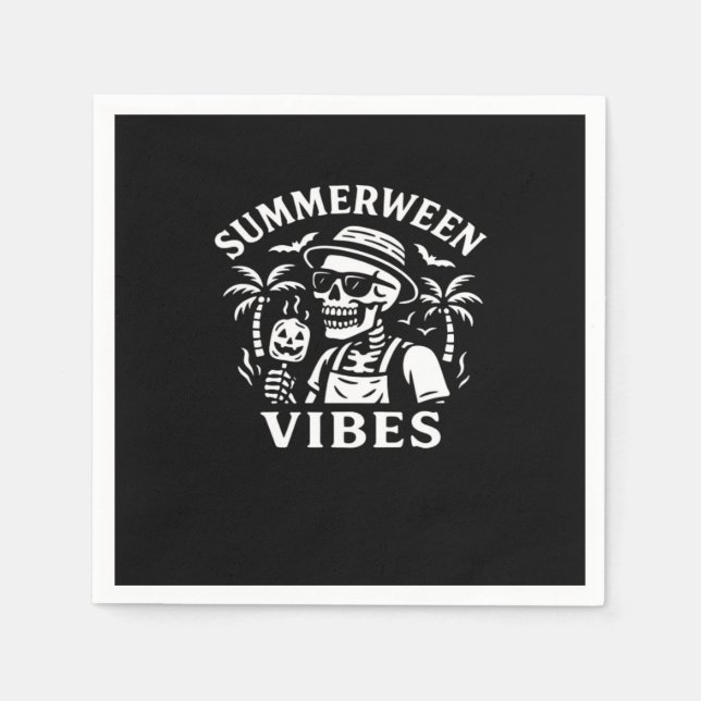 Servilleta De Papel Summer Vacation Summerween Vibes Skeleton Hallowee (Anverso)
