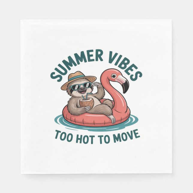 Servilleta De Papel Summer Vibes Sloth Funny Lazy Float (Anverso)