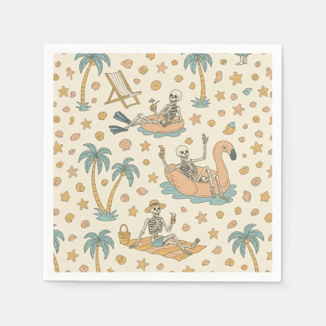 Servilleta De Papel Summerween Party Skeleton Napkins (Anverso)