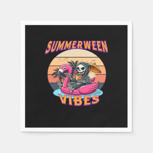 Servilleta De Papel Summerween Vibes Grim Reaper Flamingo Floor Retro