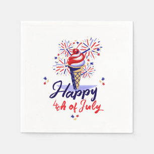 Servilleta De Papel Summery Fireworks Ice Cream Cone 4 de julio Diseño