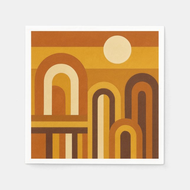 Servilleta De Papel Sun & Arches Mid Century Modern Geometric Design (Anverso)