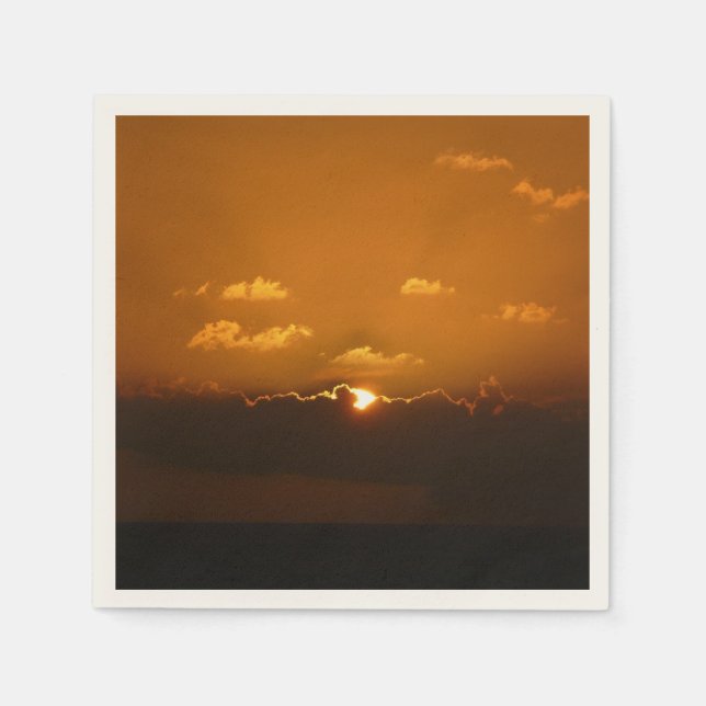 Servilleta De Papel Sun Behind Clouds I Naranja Sunset Photo (Anverso)