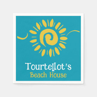 Servilleta De Papel Sun Blue Yellow Beach House Seas Day Nombre Cóctel