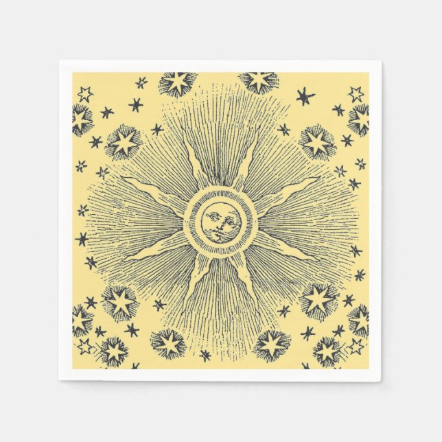 Servilleta De Papel Sun Stars Noche de la antigüedad Cielo Medieval Zo (Anverso)