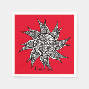 Servilleta De Papel Sun Tattoo Thunder_Cove al estilo Henna