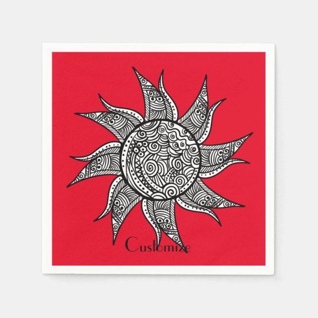 Servilleta De Papel Sun Tattoo Thunder_Cove al estilo Henna (Anverso)
