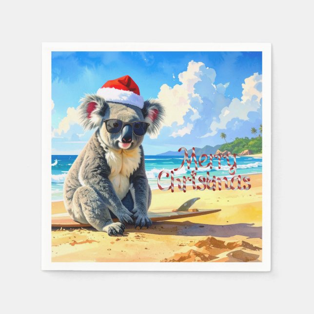 Servilleta De Papel Sun y Surf Koala Santa Hat (Anverso)
