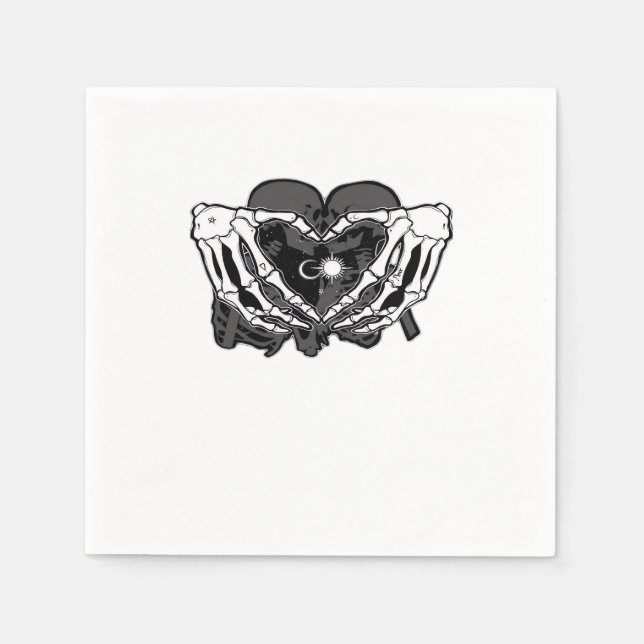 Servilleta De Papel Sunand~1 - Manos Skeleton Heart (Anverso)