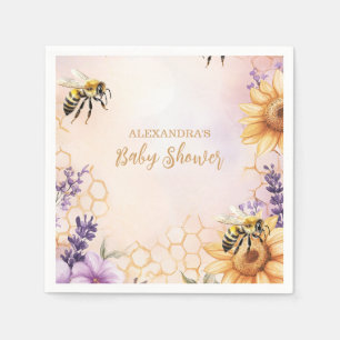 Servilleta De Papel Sunflower Abeja Baby Shower Mamá Para Adherirse A 