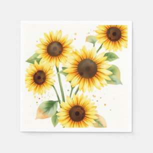 Servilleta De Papel Sunflower acuarela con bordes crema