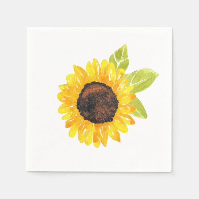 Servilleta De Papel Sunflower acuarela pintada a mano (Anverso)