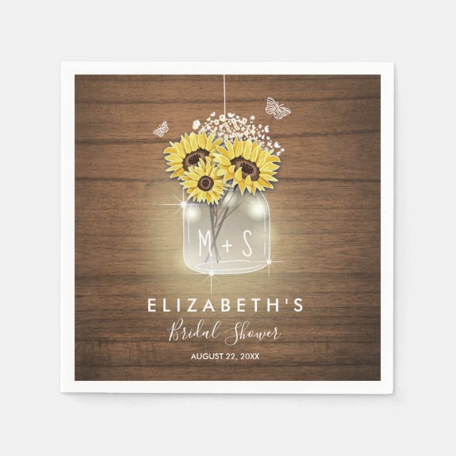 Servilleta De Papel Sunflower Bridal Paper Napkins Boda del granero (Anverso)
