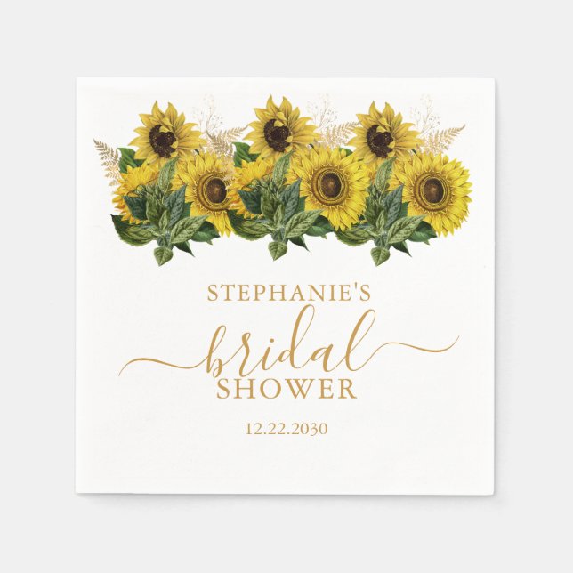 Servilleta De Papel Sunflower Bridal Shower (Anverso)