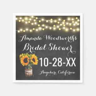 Servilleta De Papel Sunflower Chalkboard Country Rustic Bridal Shower