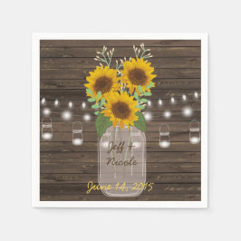 Servilleta De Papel Sunflower Country Wood Mason Jar Boda