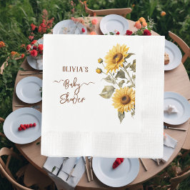 Servilleta De Papel Sunflower Elegant Boho Floral Baby Shower