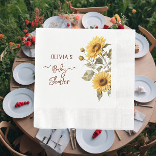 Servilleta De Papel Sunflower Elegant Boho Floral Baby Shower