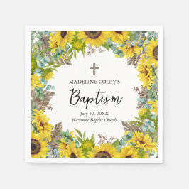 Servilleta De Papel Sunflower Eucalyptus Palm Boho Square Baptism