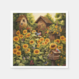 Servilleta De Papel Sunflower Garden 12 Casas de Aves Azules