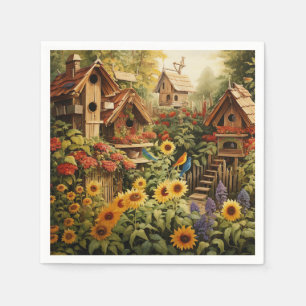 Servilleta De Papel Sunflower Garden 13 Casas de Aves Azules