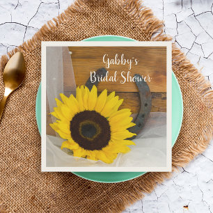 Servilleta De Papel Sunflower Horseshoe Country Western Bridal Shower