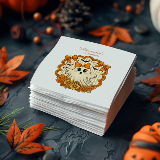 Servilleta De Papel Sunflower Lace Ghost Halloween 1st Birthday (Subido por el creador)