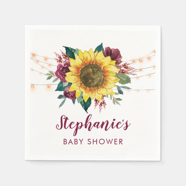 Servilleta De Papel Sunflower Lights Floral Baby Shower (Anverso)
