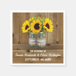 Servilleta De Papel Sunflower Mason Jar Burlap + Napkins Boda de encaj
