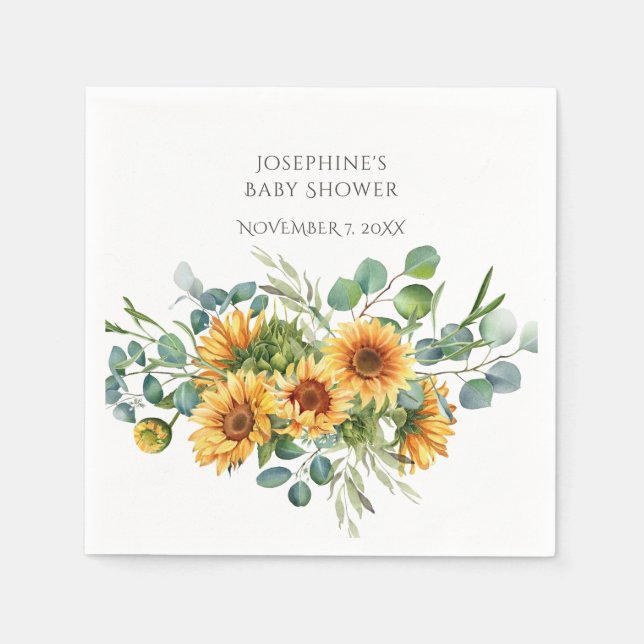 Servilleta De Papel Sunflower Sunshine Fall Baby Shower (Anverso)