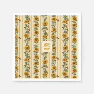 Servilleta De Papel Sunflower y Butterflies en franjas amarillas