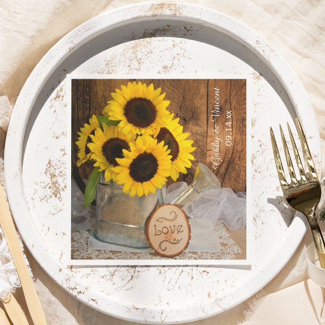 Servilleta De Papel Sunflowers and Garden Waters Can Barn Boda (Subido por el creador)