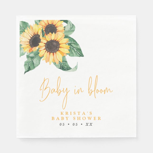 Servilleta De Papel Sunflowers Baby In Bloom Baby Shower (Anverso)