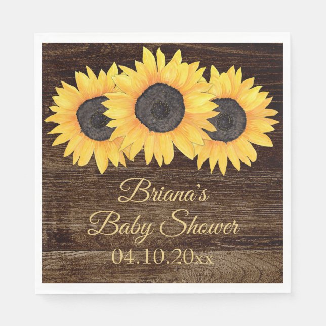 Servilleta De Papel Sunflowers Baby Shower Luncheon Napkin (Anverso)