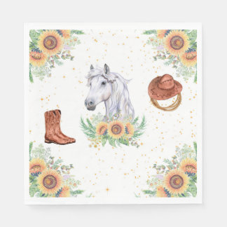 Servilleta De Papel Sunflowers Boy Horse Birday Party