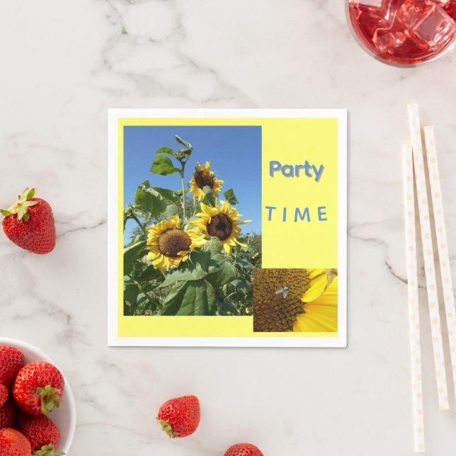 Servilleta De Papel Sunflowers Cust. Text Paper Napkin (In situ)