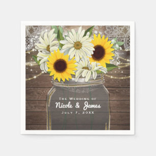 Servilleta De Papel Sunflowers & Daisies Mason Jar Sparkle Rustic Moda