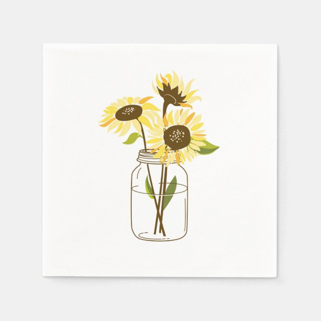 Servilleta De Papel Sunflowers En Unas Toallas De Papel Mason Jar (Anverso)